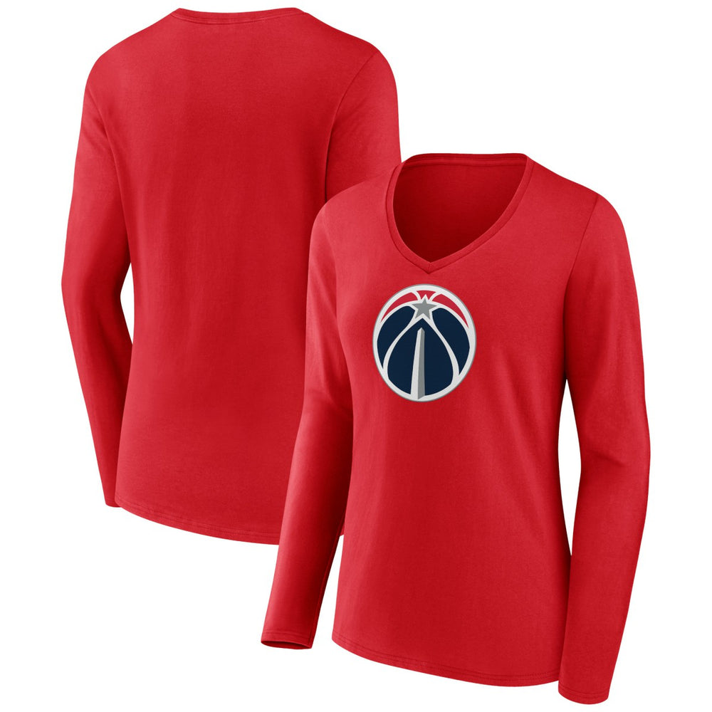 Washington Wizards Women's Primary Logo Long Sleeve V-Neck T-Shirt On Sale