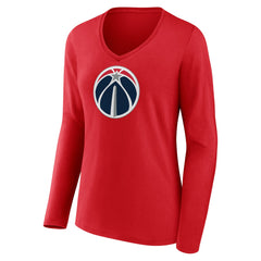 Washington Wizards Women's Primary Logo Long Sleeve V-Neck T-Shirt On Sale