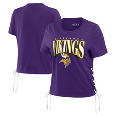 Minnesota Vikings WEAR by Erin Andrews Women's Lace Up Side Modest Cropped T-Shirt