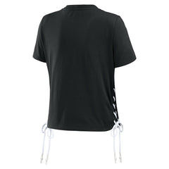 Cincinnati Bengals WEAR by Erin Andrews Women's Lace Up Side Modest Cropped T-Shirt