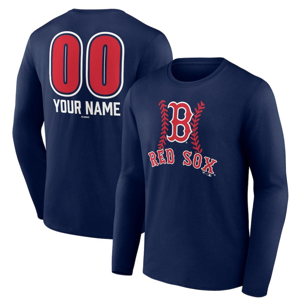 Boston Red Sox Personalized Name & Number Fastball Long Sleeve T-Shirt | MLB Discount