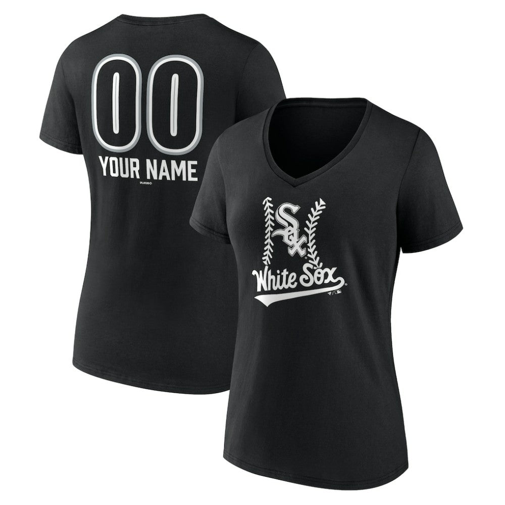 Chicago White Sox Women's Personalized Name & Number Fastball V-Neck T-Shirt | MLB Online
