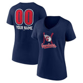 Cleveland Guardians Women's Personalized Name & Number Fastball V-Neck T-Shirt | MLB Outlet