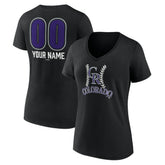 Colorado Rockies Women's Personalized Name & Number Fastball V-Neck T-Shirt | MLB Outlet