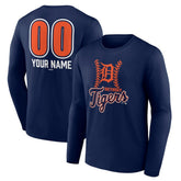 Detroit Tigers Personalized Name & Number Fastball Long Sleeve T-Shirt | MLB New