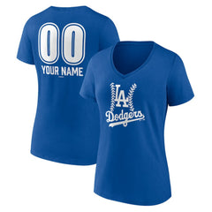 Los Angeles Dodgers Women's Personalized Name & Number Fastball V-Neck T-Shirt | MLB On Sale