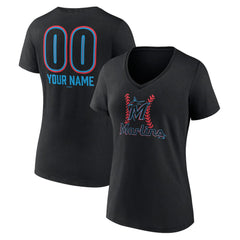 Miami Marlins Women's Personalized Name & Number Fastball V-Neck T-Shirt | MLB For sale