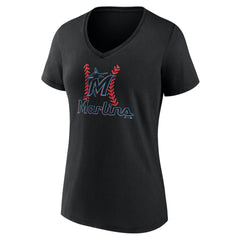Miami Marlins Women's Personalized Name & Number Fastball V-Neck T-Shirt | MLB For sale
