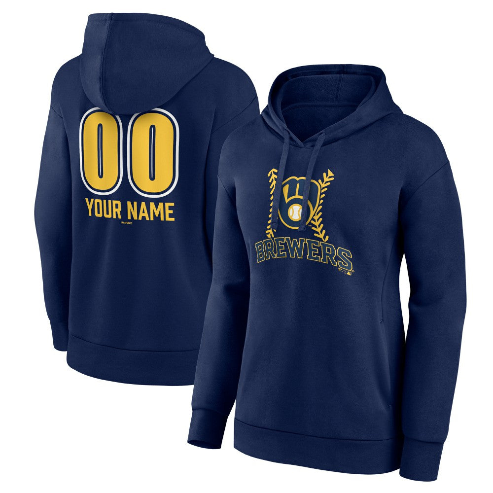 Milwaukee Brewers Women's Personalized Name & Number Fastball Pullover Hoodie | MLB On Sale