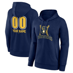 Milwaukee Brewers Women's Personalized Name & Number Fastball Pullover Hoodie | MLB On Sale