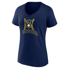 Milwaukee Brewers Women's Personalized Name & Number Fastball V-Neck T-Shirt | MLB For sale