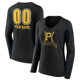Pittsburgh Pirates Women's Personalized Name & Number Fastball Long Sleeve V-Neck T-Shirt | MLB Discount