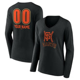 San Francisco Giants Women's Personalized Name & Number Fastball Long Sleeve V-Neck T-Shirt | MLB Discount