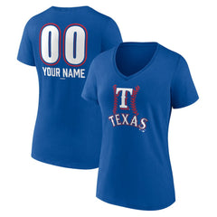Texas Rangers Women's Personalized Name & Number Fastball V-Neck T-Shirt | MLB Outlet