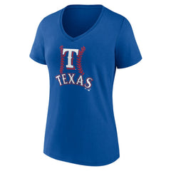 Texas Rangers Women's Personalized Name & Number Fastball V-Neck T-Shirt | MLB Outlet