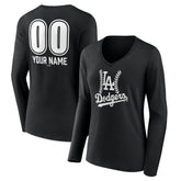 Los Angeles Dodgers Women's Personalized Name & Number Fastball Long Sleeve V-Neck T-Shirt | MLB Online