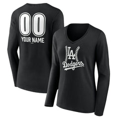 Los Angeles Dodgers Women's Personalized Name & Number Fastball Long Sleeve V-Neck T-Shirt | MLB Online