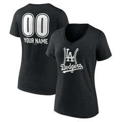 Los Angeles Dodgers Women's Personalized Name & Number Fastball V-Neck T-Shirt | MLB Sale
