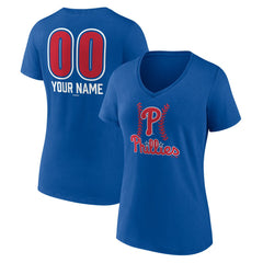 Philadelphia Phillies Women's Personalized Name & Number Fastball V-Neck T-Shirt | MLB For sale