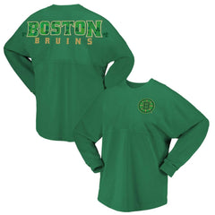 Boston Bruins Fanatics Women's St. Patrick's Day Spirit Jersey T-Shirt On Sale