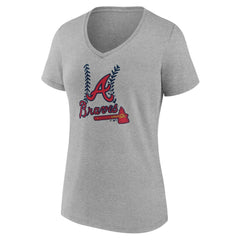 Atlanta Braves Women's Personalized Name & Number Fastball V-Neck T-Shirt | MLB Discount
