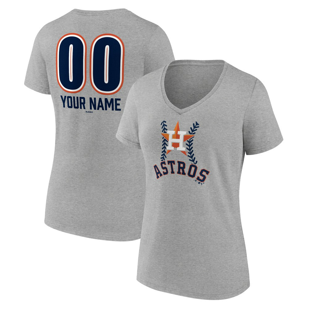 Houston Astros Women's Personalized Name & Number Fastball V-Neck T-Shirt | MLB Shop