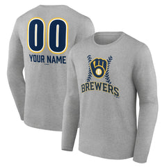 Milwaukee Brewers Personalized Name & Number Fastball Long Sleeve T-Shirt | MLB For sale