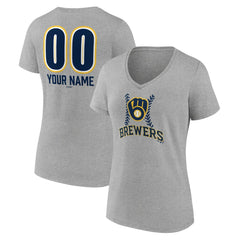 Milwaukee Brewers Women's Personalized Name & Number Fastball V-Neck T-Shirt | MLB Online