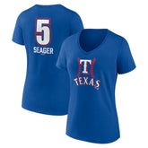 Corey Seager Texas Rangers Women's Fastball Player Name & Number V-Neck T-Shirt | MLB On Sale