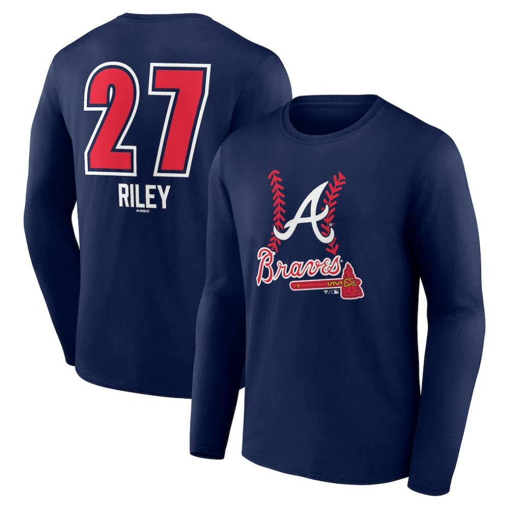 Austin Riley Atlanta Braves Fastball Player Name & Number Long Sleeve T-Shirt | MLB Discount