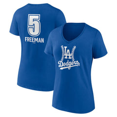 Freddie Freeman Los Angeles Dodgers Women's Fastball Player Name & Number V-Neck T-Shirt | MLB Online