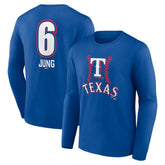 Josh Jung Texas Rangers Fastball Player Name & Number Long Sleeve T-Shirt | MLB US