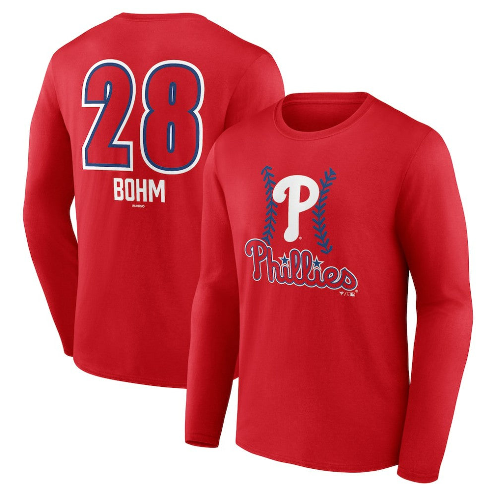 Alec Bohm Philadelphia Phillies Fastball Player Name & Number Long Sleeve T-Shirt | MLB On Sale