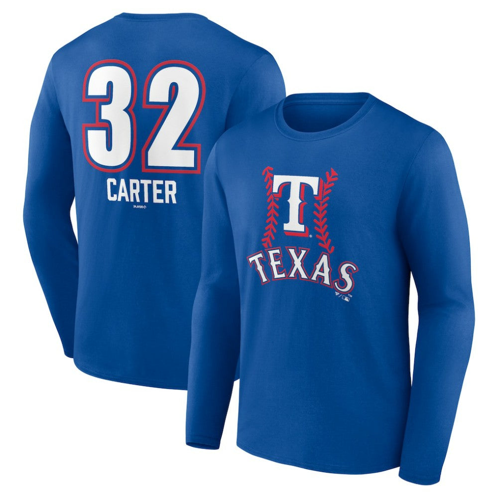Evan Carter Texas Rangers Fastball Player Name & Number Long Sleeve T-Shirt | MLB Near me