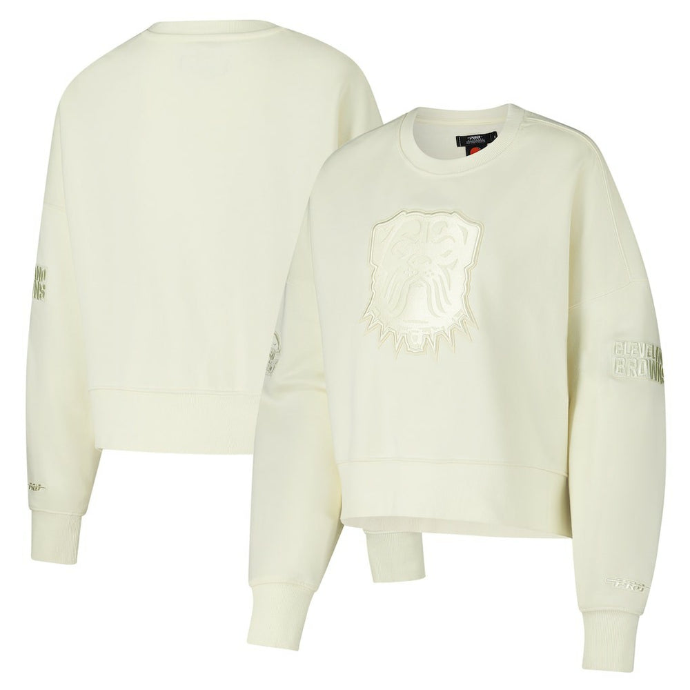 Cleveland Browns Pro Standard Triple Tonal Cropped Fleece Pullover Sweatshirt