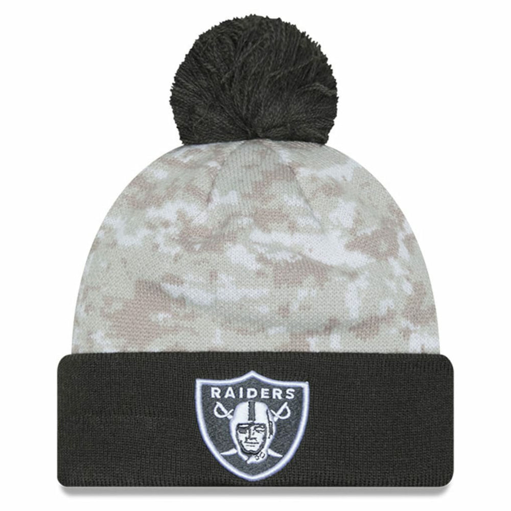 Las Vegas Raiders New Era 2024 Salute To Service Digital Camo Cuffed Knit Hat with Pom
