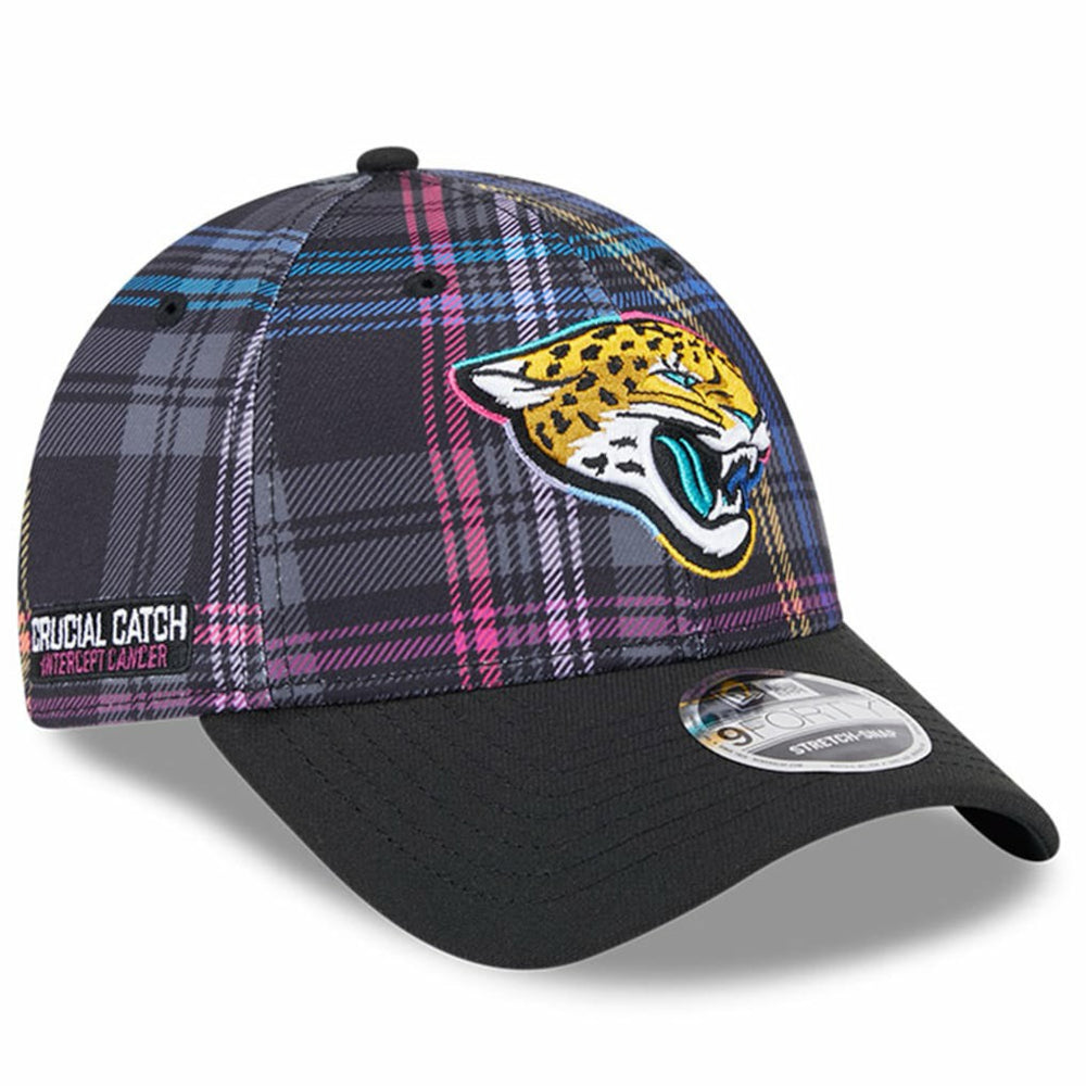 Jacksonville Jaguars New Era 2024 NFL Crucial Catch Plaid 9FORTY Adjustable Hat