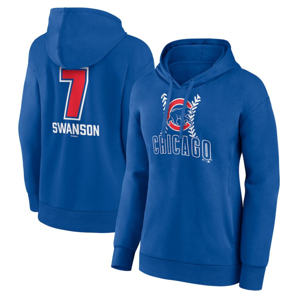 Dansby Swanson Chicago Cubs Women's Fastball Player Name & Number Pullover Hoodie | MLB Discount