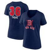 Triston Casas Boston Red Sox Women's Fastball Player Name & Number V-Neck T-Shirt | MLB Sale