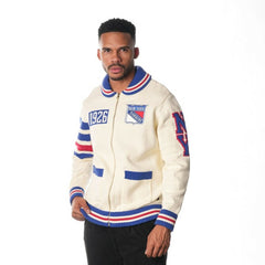 New York Rangers The Wild Collective Unisex Jacquard Full-Zip Sweater For Sale