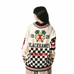 Chicago Blackhawks The Wild Collective Unisex Jacquard Full-Zip Sweater Discount