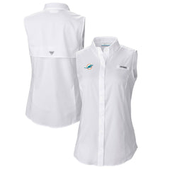 Miami Dolphins Columbia Women's PFG Tamiami Omni-Shade Sleeveless Button-Up Shirt