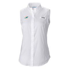 Miami Dolphins Columbia Women's PFG Tamiami Omni-Shade Sleeveless Button-Up Shirt