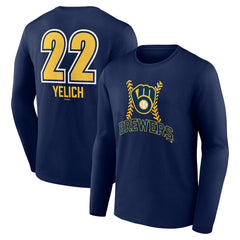 Christian Yelich Milwaukee Brewers Name & Number Fastball Long Sleeve T-Shirt | MLB On Sale