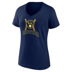 Christian Yelich Milwaukee Brewers Women's Name & Number Fastball V-Neck T-Shirt | MLB For sale