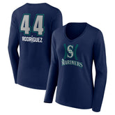 Julio Rodríguez Seattle Mariners Women's Name & Number Fastball V-Neck Long Sleeve T-Shirt | MLB Online