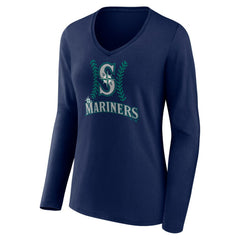 Julio Rodríguez Seattle Mariners Women's Name & Number Fastball V-Neck Long Sleeve T-Shirt | MLB Online