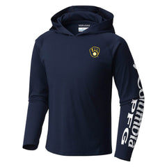 Milwaukee Brewers Columbia Youth Terminal Tackle Long Sleeve Hoodie T-Shirt | MLB Discount