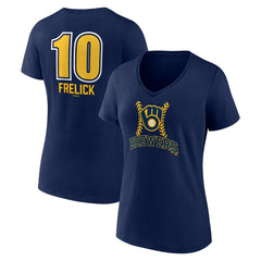 Sal Frelick Milwaukee Brewers Women's Name & Number Fastball V-Neck T-Shirt | MLB Sale