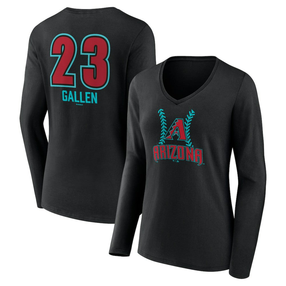 Zac Gallen Arizona Diamondbacks Women's Name & Number Fastball V-Neck Long Sleeve T-Shirt | MLB Outlet